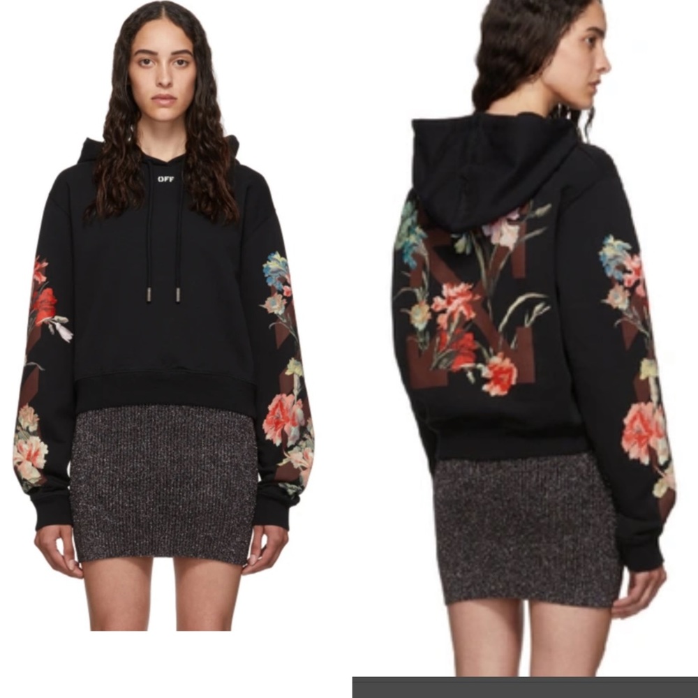 Women’s OFF-WHITE Black Cropped Flowers Hoodie Size M
in excellent condition!